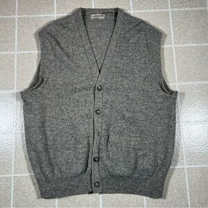 Vintage 90s North Winds Lambswool Knit Cardigan Vest Grey Size XL‎